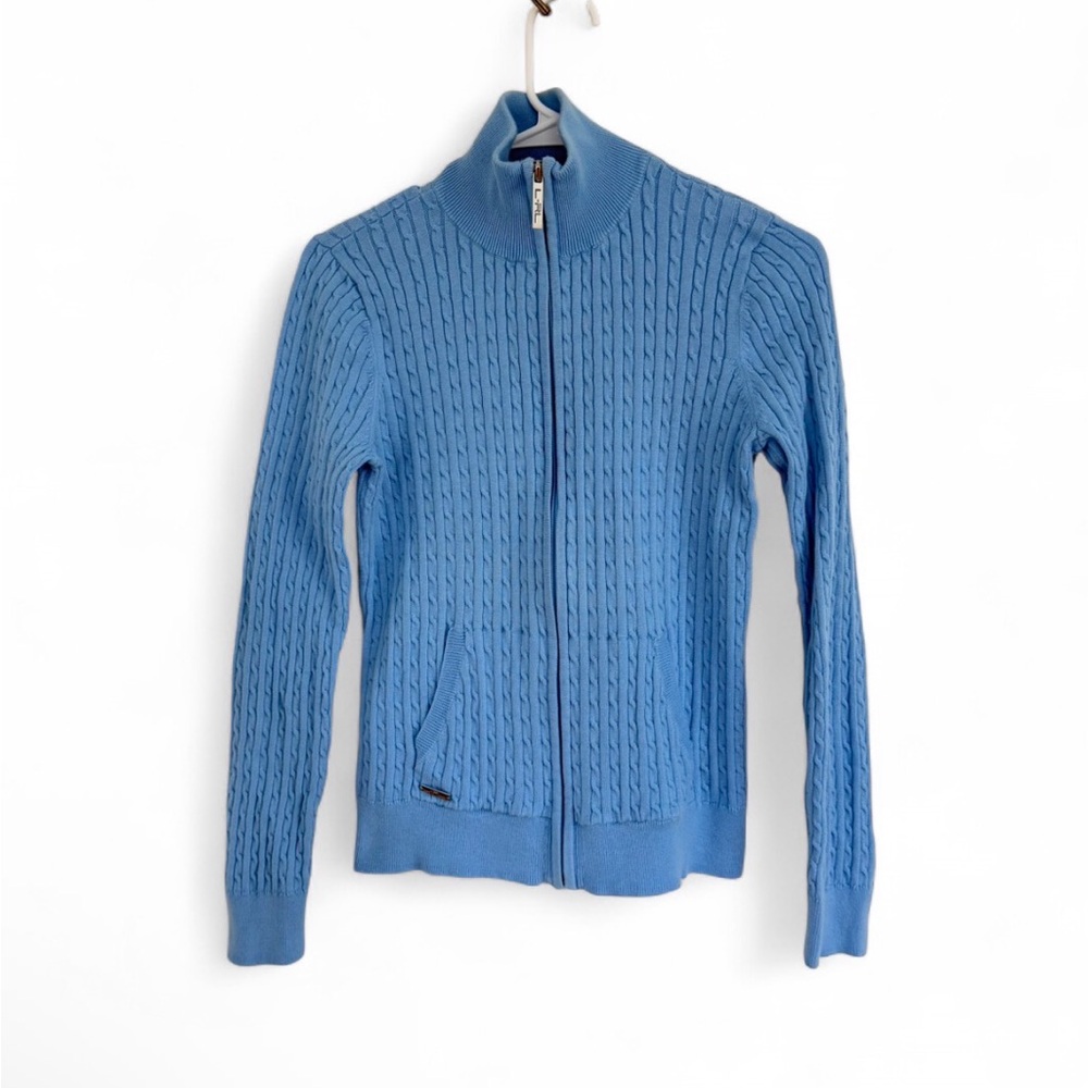 Lauren Ralph Lauren Active Women’s Light Blue Cable-Knit Full Zip Sweater M